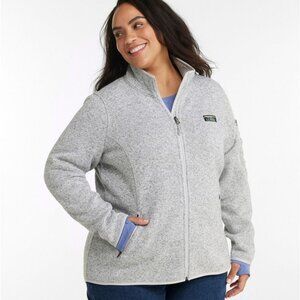 L.L. Bean Women's Sweater Fleece Full-Zip Jacket Pewter Gray 1X Pockets Gorpcore